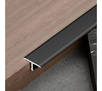 Joint de sol - Bande murale autocollante - Bande de seuil - Bande de transition de sol plat - Bande de protection des bords en aluminium (noir, 15 mm)