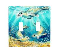 Joint double plaque de couvercle d'interrupteur, bleu marine, fantaisie, eau, sable, été, plastique, taille standard, pour chambre à coucher, salle de bain, cuisine, entrée