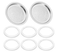 Joint et filtre de rechange pour pot à moka, 6 joints + 2 filtres compatibles avec les machines à expresso Bialetti 3/4 tasses Moka Express, Fiammetta, Break, Happy, Dama, Moka Melody, Alpina, Moka