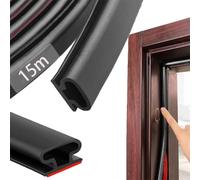 Joint Porte Fenetre Isolation Froid et Phonique,Type D Caoutchouc Joint de Porte, TPE Autocollante en porte Bande D'étanchéité, pour isolation phonique porte, Joint Etancheite Entree (Noir, 15m)