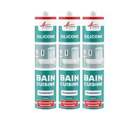 Joint silicone, douche, baignoire, sanitaire, sdb - 300 ml x 3 Transparent - ARCANE INDUSTRIES