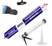 Joint Silicone Professionnel - Imperméable Et Résistant Aux Intempéries, Mastic Silicone, Mastic Silicone Étanche, Mastic Silicone Multi-usages Pour Fenêtres Et Portes (Rouge - Extérieur,outil)
