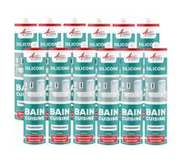 Joint Silicone Salle de Bain, Douche, Baignoire 300 ml x 12 Transparent | Joint Sanitaire Étanche, Anti-Moisissures, pour Douche, Baignoire, Carrelage et Béton Ciré, Int/Ext - Arcane Industries