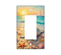 Joint simple pour interrupteur à bascule, coquillage ludique côtier, étoile de mer, bleu été, plastique, taille standard, accents muraux pour chambre à coucher, salle de bain, cuisine, entrée