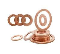 Joint torique plat en cuivre pur massif, joint d'étanchéité d'huile, joint de bouchon de carter d'huile, joint de soupape à joint torique solide(M14x18mmx1.5mm,30Pcs)