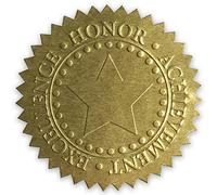 Joints de certificat en aluminium doré en relief - Excellence, honneur, réalisation - 5,1 cm de diamètre 100 Pack doré