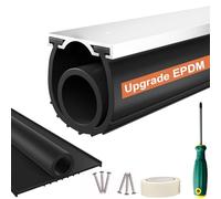 Joints de porte de garage en caoutchouc - Joint d'étanchéité EPDM de 5 m avec kit de retenue de rail en aluminium pré-percé, convient aux portes de 2,3 à 6,1 m, anti-rongeurs, réduction du bruit (4 cm