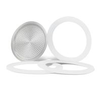 Joints d'étanchéité et filtre pour cafetières Bialetti - 3 joints & 1 tamis en aluminium, compatible avec les joints Bialetti pour 4 tasses et 3 tasses, diamètre 6,5/5,4 cm, compatible avec Moka