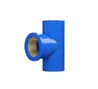 Joints filetés en cuivre PVC, 1/2 "~ 1" à 20~32mm, connecteurs réducteurs, accessoires for poissons d'aquarium, adaptateur de Tube d'irrigation, 1 pièce(Tee,3I4 INCH-32MM_BLUE)