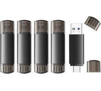 JOIOT Lot de 5 clés USB 3.0 à Double Interface USB-A et USB-C 3.0 de 64 Go - Stockage Externe de données pour téléphone - Compatible avec Android, téléphone et PC - Noir