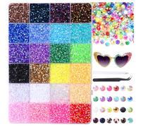 JOISHOP Lot de 24 000 strass pour nail art, 24 couleurs, 3 mm à dos plat, kit éblouissant avec pince à épiler et stylo pour loisirs créatifs, vêtements, chaussures