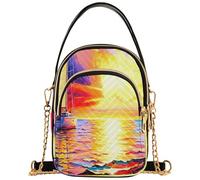 Joitme Sac à main à bandoulière pour téléphone portable Motif voilier et coucher de soleil 15 x 8 x 21 cm