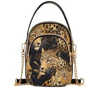 Joitme Sac à main à bandoulière réaliste pour femme, motif léopard sauvage, marron, sac à bandoulière pour femme, sac à bandoulière pour femme, 15 x 21,1 x 7,9 cm, 15 x 8 x 21 cm
