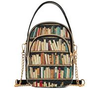 Joitme Sac à main à bandoulière simple pour femme, bibliothèque, livres colorés, sac à main matelassé pour téléphone portable, sac à bandoulière mignon pour femme, 15 cm × 21,1 cm × 7,9 cm, 15 x 8 x