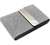 JOIUXNER Bling Diamonds Étui pour cartes de visite avec fermeture magnétique et strass blancs pailletés pour cartes de crédit et cartes de crédit pour fille et femme
