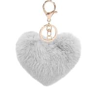 JOIUXNER Porte-clés en peluche cœur mignon pompon boule de fourrure duveteuse porte-clés voiture sac à dos breloques douces pendentif, Type B, Type B