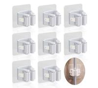 JOIYHY Porte balai mural 8 pièces, autocollant pour porte-balais muraux, ABS porte-balais mural réglable, pas besoin de percer, convient pour cuisine, garage, jardin, terrasse, salle de bain