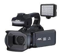 JOJIDE Camescope Numerique, Caméscope Professionnel 18X Full 4K 60FPS for Webcam en Direct 64MP caméra vidéo numérique 4 enregistreur Vlog à écran Rotatif(128G SD Card,with Light)