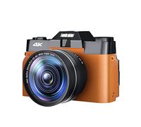JOJIDE Camescope Numerique, Écran Rabattable 48MP caméra Selfie numérique Grand Angle 4K Vlog caméscope 16X Zoom débutant Photographie caméra Enfants Cadeau(128G TF Card,CDR10-orange)