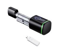 JOJIDE Serrure Connectée, TUYA Smart Home Security Serrure De Porte DIY Noyau De Cylindre Électronique Gouvernante APP Clé IC Carte Déverrouillage D'empreintes Digitales(Black with BLE Hub,A50 B50)