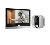 JOJIDE Sonnette Camera, Caméra de Sonnette Intelligente WiFi 1080p/158°, écran LCD 4,3", détection de Mouvement PIR 24h/24
