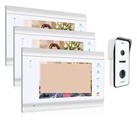 JOJIDE Sonnette Camera, Système d'interphone vidéo HD1080P de 7 Pouces avec Support de caméra de Sonnette Filaire Haute définition déverrouillé(3M1D)