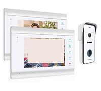 JOJIDE Sonnette Camera, Système d'interphone vidéo HD1080P de 7 Pouces avec Support de caméra de Sonnette Filaire Haute définition déverrouillé(2M1D)