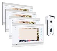 JOJIDE Sonnette Camera, Système d'interphone vidéo HD1080P de 7 Pouces avec Support de caméra de Sonnette Filaire Haute définition déverrouillé(4M1D)