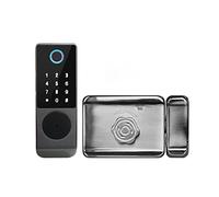 JOJIDE Tuya Serrure de porte intelligente sans câblage, étanche, double face, serrure à empreinte digitale, carte intelligente, code numérique, serrure électronique pour l'extérieur (standard, pas