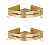 JOJMIDO Caddie de Douche d'angle, étagères de Salle de Bain, Fixation Murale en Aluminium doré brossé, Organisateur de Gel Douche, shampoing, égouttoir, étagères de Cuisine, Bouteilles d'assaisonne