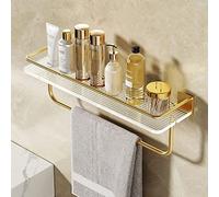 JOJMIDO Étagère de Salle de Bain en Or brossé, Support de Douche d'angle, Support Mural en Acrylique pour cosmétiques, Produits pour la Peau, Porte-Serviettes, Support de Rangement Multifonctionnel