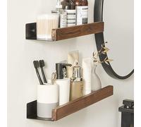 JOJMIDO Étagères flottantes Étagère de Douche Étagères de Cuisine en Bois Étagère à épices Étagère de Salle de Bain Murale Étagère à shampoing Étagère à cosmétiques en Aluminium pour Le Rangement Él