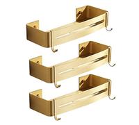 JOJMIDO Support de Douche d'angle étagères de Salle de Bain Mural en Aluminium doré brossé, Organisateur de Gel Douche, shampoing, égouttoir, étagères de Cuisine, Bouteilles d'assaisonnement, suppo