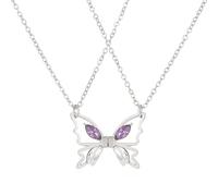 jojnsha 2pcs Alliage En Alliage Creux Collier Pendentif Européen Inclay Friendship Couple Colliers Pour De Chaîne De Zircon