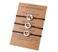 jojnsha 3 Pièces/Ensemble en Forme De Coeur Creux Correspondant De pour Mère Fille Grand-mère Petite-Fille Anniversaire Matching Promise Bracelets