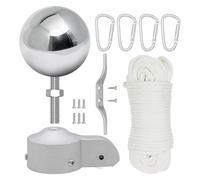 jojnsha Ensemble d'accessoires de mât de drapeau antirouille comprenant un camion en aluminium avec mécanisme de poulie lisse et une boule décorative en métal de 8,9 cm, quincaillerie standard