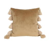 jojnsha Housse de coussin en velours avec pompons - Housse de coussin tendance lavable