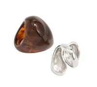 jojnsha Lot de 2 bagues artistiques en forme de goutte d'eau - Bijoux de mariage - Texture en alliage de résine - Convient pour diverses occasions