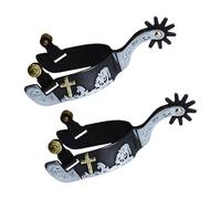 jojnsha Lot de 2 éperons de cheval style western antique avec décoration sculptée pour homme et femme cavaliers de compétition Bronze Western