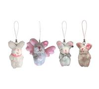 jojnsha Lot de 4 porte-clés en peluche avec perles pour téléphone portable et fille