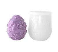 jojnsha Moules en silicone en forme d'œufs de Pâques en forme de cheval en relief de qualité alimentaire pour la fabrication de savon, chocolat, élastomère de qualité alimentaire
