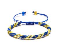 jojnsha National Jaune Bleu À La Main Le Soutien du Drapeau Tressé Aide À Tenir Un en Bleu Et Jaune Bracele Tissé pour Femmes