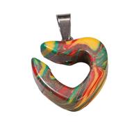 jojnsha Pendentif créatif en pierre synthétique colorée en forme de cœur creux - Accessoire polyvalent pour la fabrication de bijoux