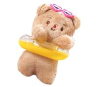 jojnsha Pendentif ours en peluche avec anneaux de natation - Accessoire élégant - Porte-clés en forme d'animal - Décoration faite à la main pour sacs - Porte-clés ours jaune, jaune, taille unique