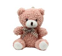 jojnsha Porte-clés avec pendentif ours en forme de nœud en peluche pour enfants fait à la main en forme d'animal à fourrure porte-clés ornement à la mode, b, taille unique