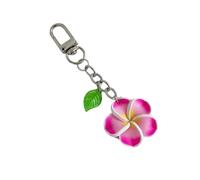 jojnsha Porte-clés élégant et léger en forme de fleur de frangipanier - Accessoire pour sac à main ou sac à dos, rose rouge, taille unique