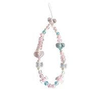 jojnsha Porte-clés fait à la main - Accessoires de décoration de téléphone - Cordon de téléphone en perles - Motif cœur - Esthétique