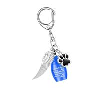 jojnsha Porte-clés urne ailée pour cendres d'animaux domestiques en acier inoxydable avec support de protection en acier inoxydable