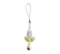 jojnsha Sweet Tulips Flower Charm Pendant Chaîne Chaîne Téléphone Sangle Pocket Keychain Socle Tentures Décoration Pour Clé Pendant Pendre Décoration