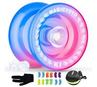 Jojo K1-Plus Yoyo Responsive pour enfants débutants, doigt professionnel Spin Yoyo Trick, Pro Yoyo Ball pour adultes avec 12 cordes Yoyo + gant Yo Yo + sac Yo-Yo + 2 palettes de levage Yoyo (bleu
